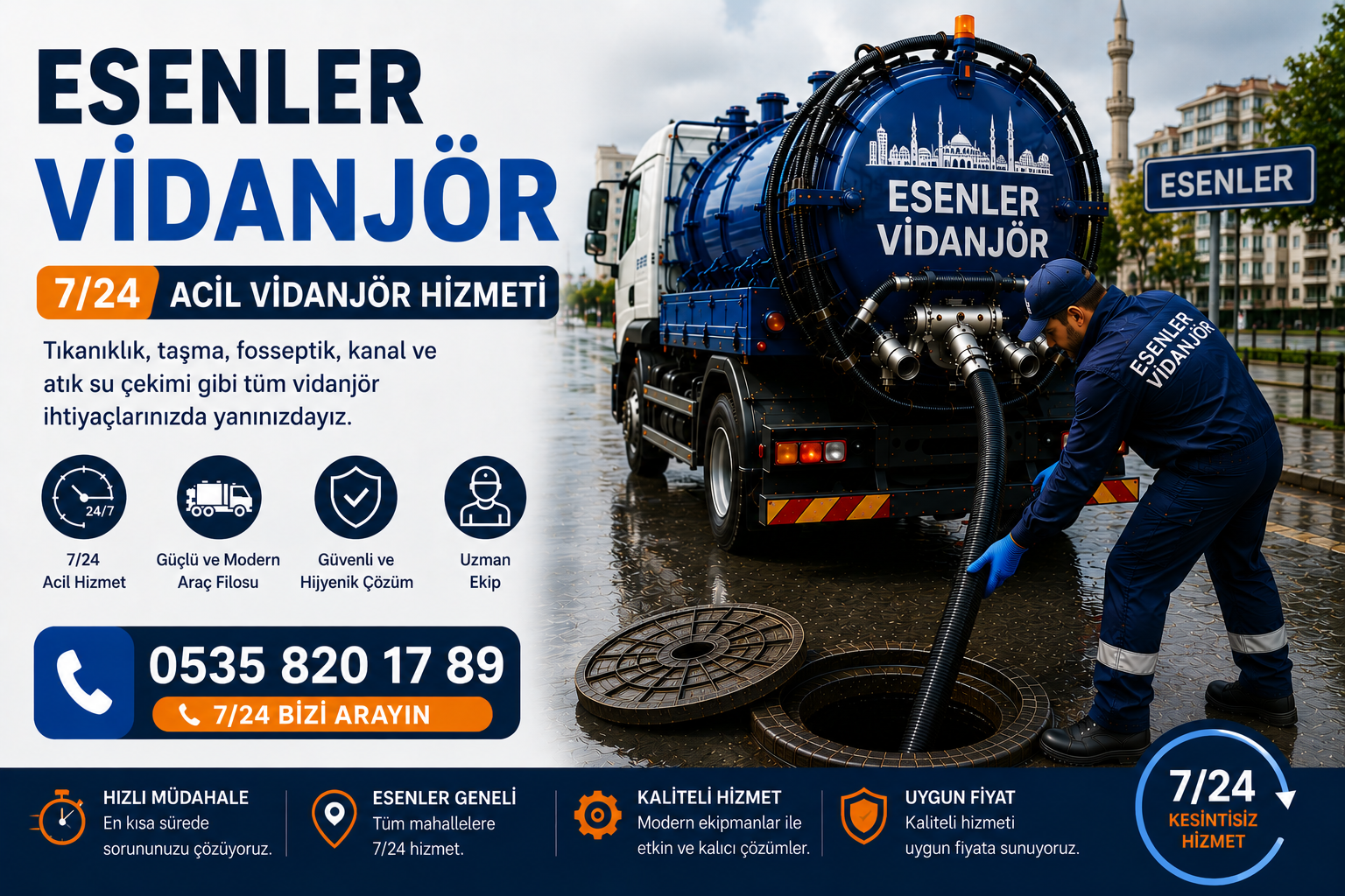 Esenler Vidanjör | 7/24 Acil Vidanjör Hizmeti