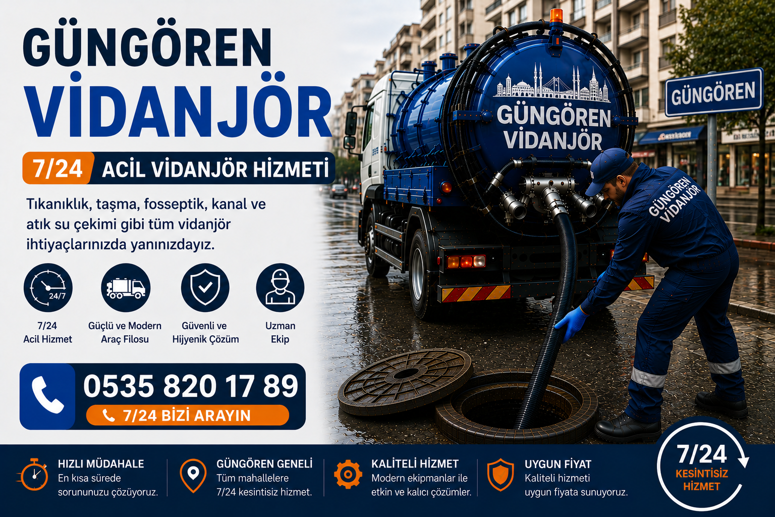 Güngören Vidanjör | 7/24 Acil Vidanjör Hizmeti