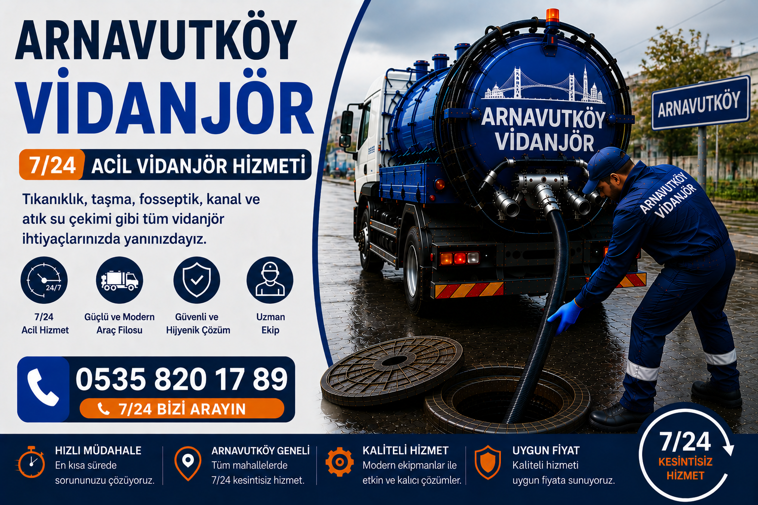 Arnavutköy Vidanjör | 7/24 Acil Vidanjör Hizmeti